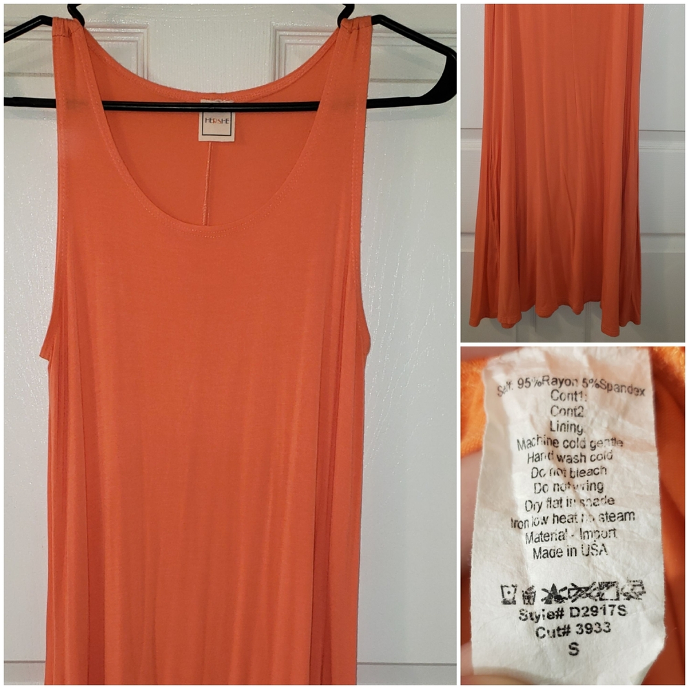 Peach Colored Sleeveless Midi Dress — Lightweight Rayon Blend